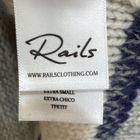Rails Sweater Size XS Daphne Stripe Wool & Cashmere Blue Grey Ivory Metallic - Picture 6 of 9